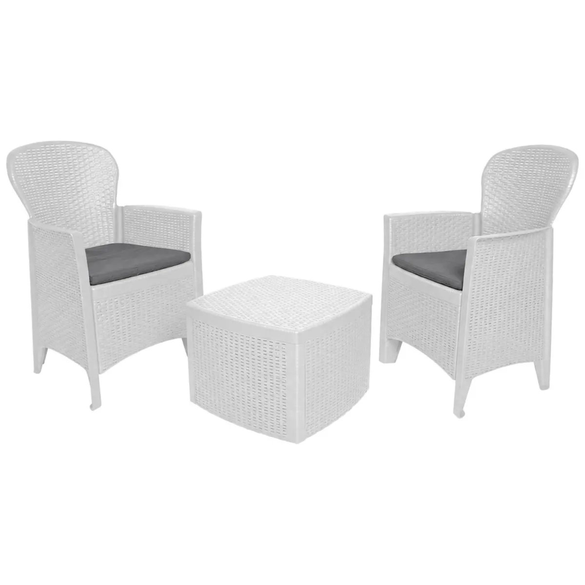 Set Da Esterno|Outdoor > Dmora Set salotto esterno 2 posti e 1 tavolo effetto rattan - Anny Bianco