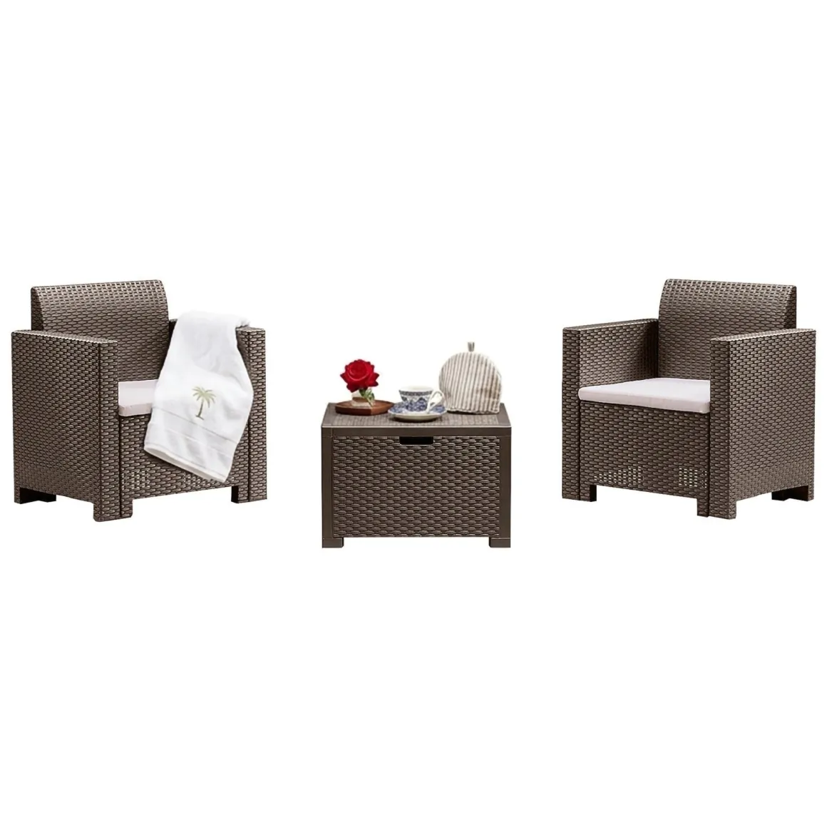 Set salotto esterno 2 posti e 1 tavolo tortora - Apis