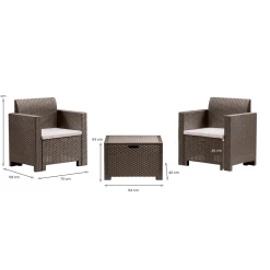 Set salotto esterno 2 posti e 1 tavolo tortora - Apis