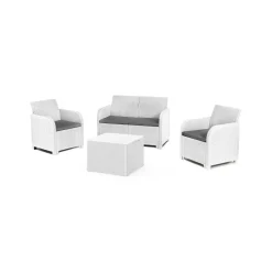 Set Da Esterno|Salotti Da Giardino > Dmora Set salotto esterno 3 posti e 1 tavolo - Barrhead Bianco