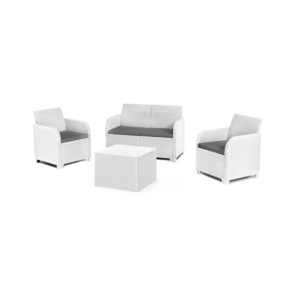 Set Da Esterno|Salotti Da Giardino > Dmora Set salotto esterno 3 posti e 1 tavolo - Barrhead Bianco