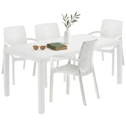 Set salotto esterno 4 posti e 1 tavolo bianco - Sover