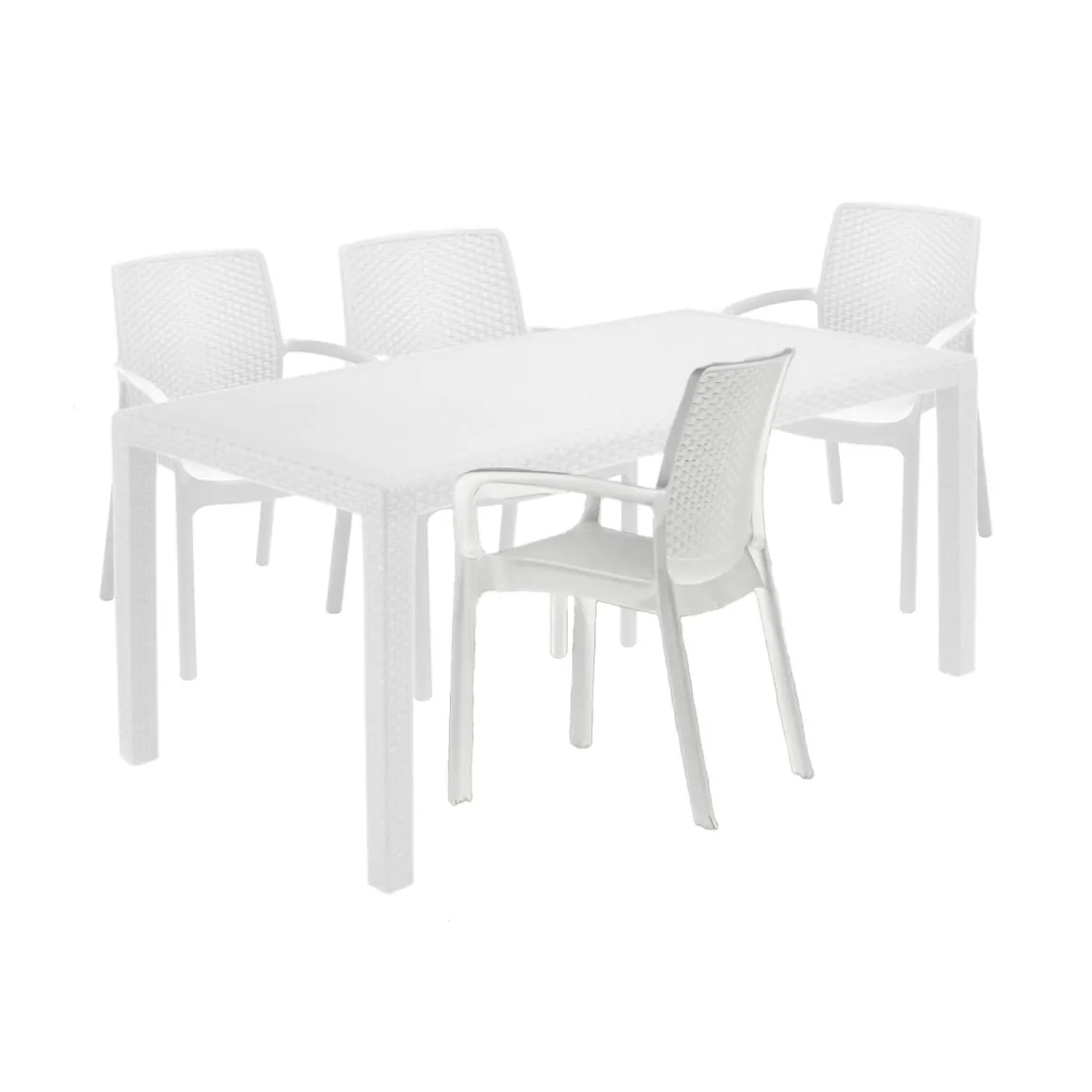 Set Da Esterno|Salotti Da Giardino > Dmora Set salotto esterno 4 posti e 1 tavolo crema - Sangano Bianco Crema