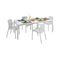 Set Da Esterno|Outdoor > Dmora Set salotto esterno 4 sedie e tavolo allungabile - Arret Bianco