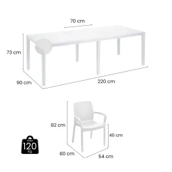 Set Da Esterno|Outdoor > Dmora Set salotto esterno 4 sedie e tavolo allungabile - Arret Bianco