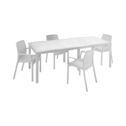 Set Da Esterno|Outdoor > Dmora Set salotto esterno 4 sedie e tavolo allungabile - Arret Bianco