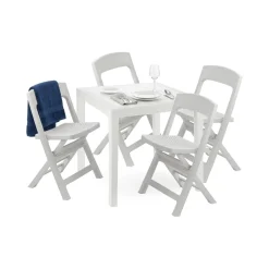 Set salotto esterno 4 sedie 1 tavolo quadrato bianco - Sanzeno