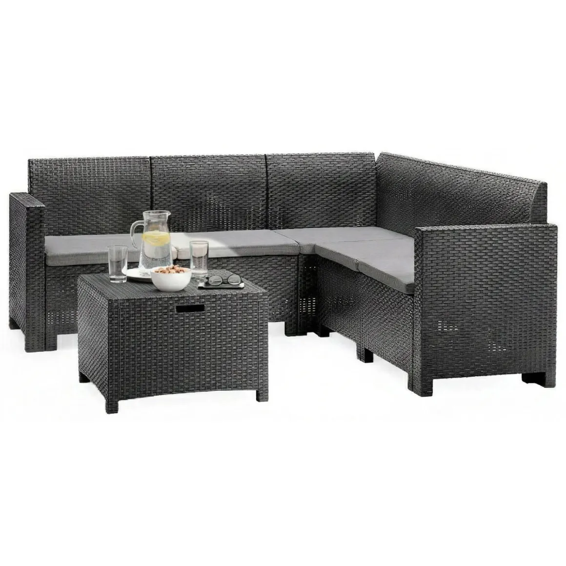 Set salotto giardino divano angolare antracite - Somnus