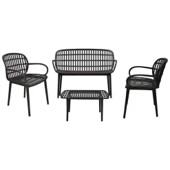 Set salotto giardino minimal 2 poltrone e 1 panchina antracite - Jurij