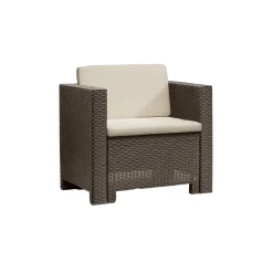 Set Da Esterno|Salotti Da Giardino > Dmora Set salotto giardino 2 poltrone e 1 divano - Cameri Marrone