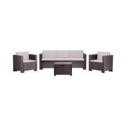 Set Da Esterno|Salotti Da Giardino > Dmora Set salotto giardino 2 poltrone e 1 divano - Cameri Marrone