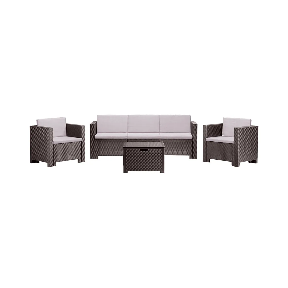 Set Da Esterno|Salotti Da Giardino > Dmora Set salotto giardino 2 poltrone e 1 divano - Cameri Marrone