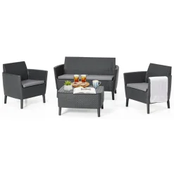 Set salotto giardino poltrone e divano con tavolino contenitore antracite - Whitby