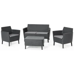 Set salotto giardino poltrone e divano con tavolino contenitore antracite - Whitby
