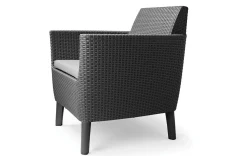 Set Da Esterno|Salotti Da Giardino > Dmora Set salotto giardino poltrone e divano effetto rattan antracite - Cameri Nero Antracite