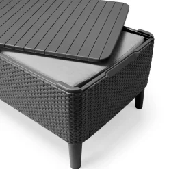 Set salotto giardino poltrone e divano con tavolino contenitore antracite - Whitby