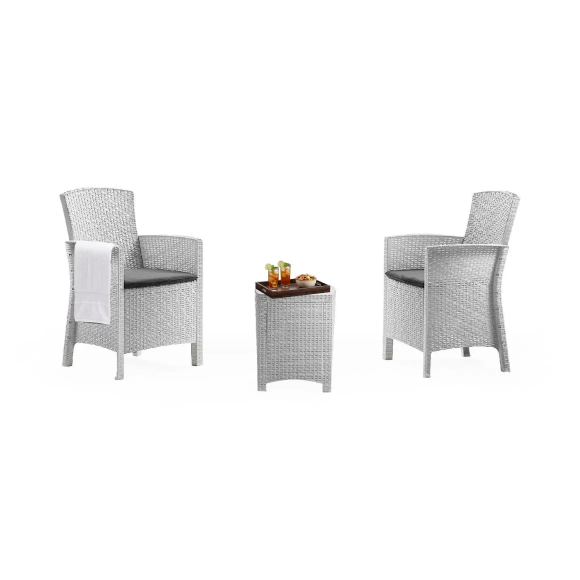 Set salotto giardino poltrone effetto rattan bianco - Armin