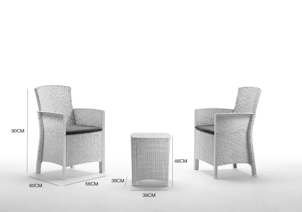 Set salotto giardino poltrone effetto rattan bianco - Armin