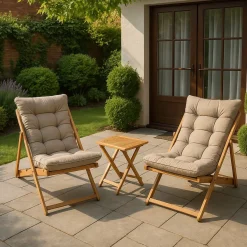 Set salotto giardino 2 posti e 1 tavolino basso marrone - Leni