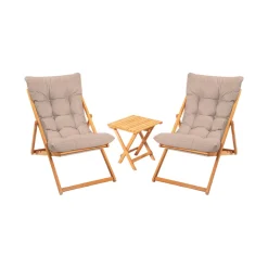 Set salotto giardino 2 posti e 1 tavolino basso marrone - Leni