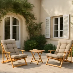 Set salotto giardino 2 posti e 1 tavolo basso marrone - Biagio