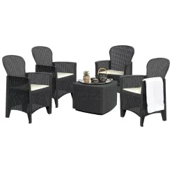 Set Da Esterno|Salotti Da Giardino > Dmora Set salotto giardino 4 posti e 1 tavolo effetto rattan antracite - Sulzano Nero Antracite