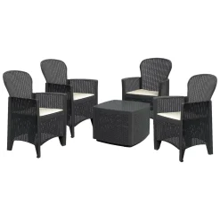 Set Da Esterno|Salotti Da Giardino > Dmora Set salotto giardino 4 posti e 1 tavolo effetto rattan antracite - Sulzano Nero Antracite