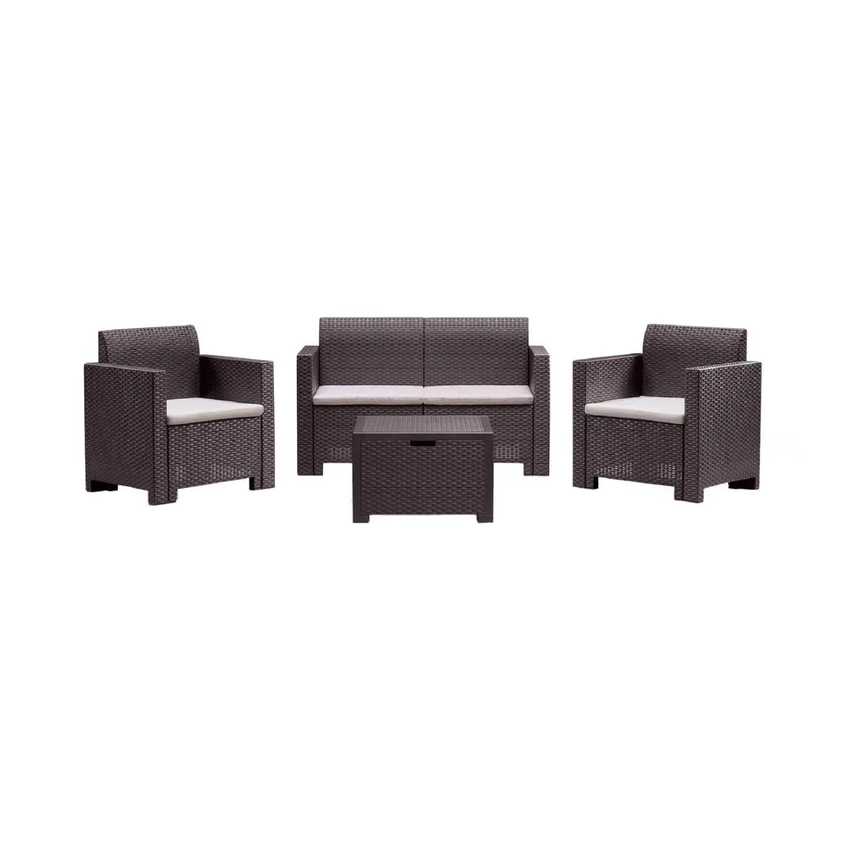 Set Da Esterno|Outdoor > Dmora Set salotto giardino 4 posti e 1 tavolo effetto rattan - Gazania Marrone