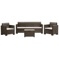 Set Da Esterno|Salotti Da Giardino > Dmora Set salotto giardino 5 posti e 1 tavolo effetto rattan tortora - Admiral Grigio Tortora