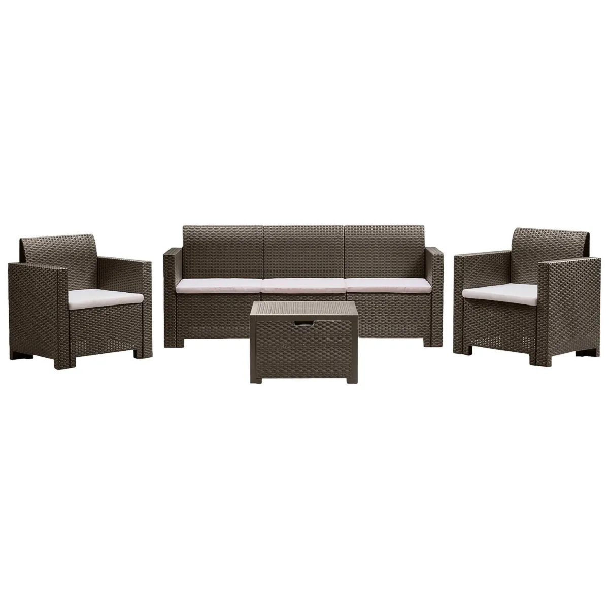 Set Da Esterno|Salotti Da Giardino > Dmora Set salotto giardino 5 posti e 1 tavolo effetto rattan tortora - Admiral Grigio Tortora