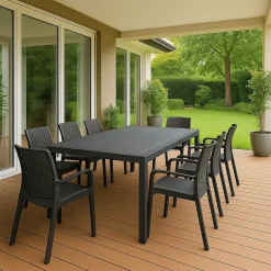 Set salotto giardino 8 posti e 1 tavolo allungabile antracite - Arret