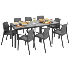 Set salotto giardino 8 posti e 1 tavolo allungabile antracite - Arret