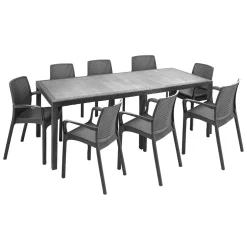 Set salotto giardino 8 posti e 1 tavolo allungabile antracite - Arret