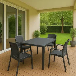 Set salotto giardino sedie effetto rattan antracite - Sover