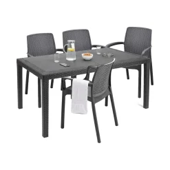 Set salotto giardino sedie effetto rattan antracite - Sover