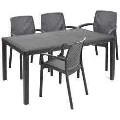 Set salotto giardino sedie effetto rattan antracite - Sover