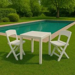 Set salotto giardino 2 sedie 1 tavolo quadrato bianco - Sanzeno
