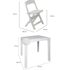 Set salotto giardino 2 sedie 1 tavolo quadrato bianco - Sanzeno