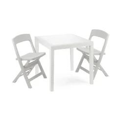 Set salotto giardino 2 sedie 1 tavolo quadrato bianco - Sanzeno