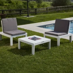 Set Da Esterno|Outdoor > Dmora Set salotto piscina poltrone effetto doghe - Aixela Bianco