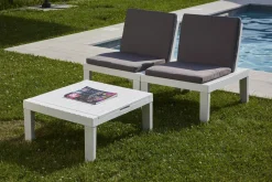 Set Da Esterno|Outdoor > Dmora Set salotto piscina poltrone effetto doghe - Aixela Bianco