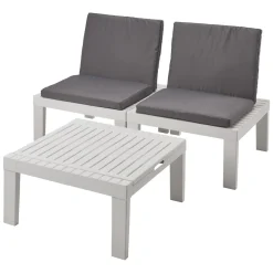 Set Da Esterno|Outdoor > Dmora Set salotto piscina poltrone effetto doghe - Aixela Bianco
