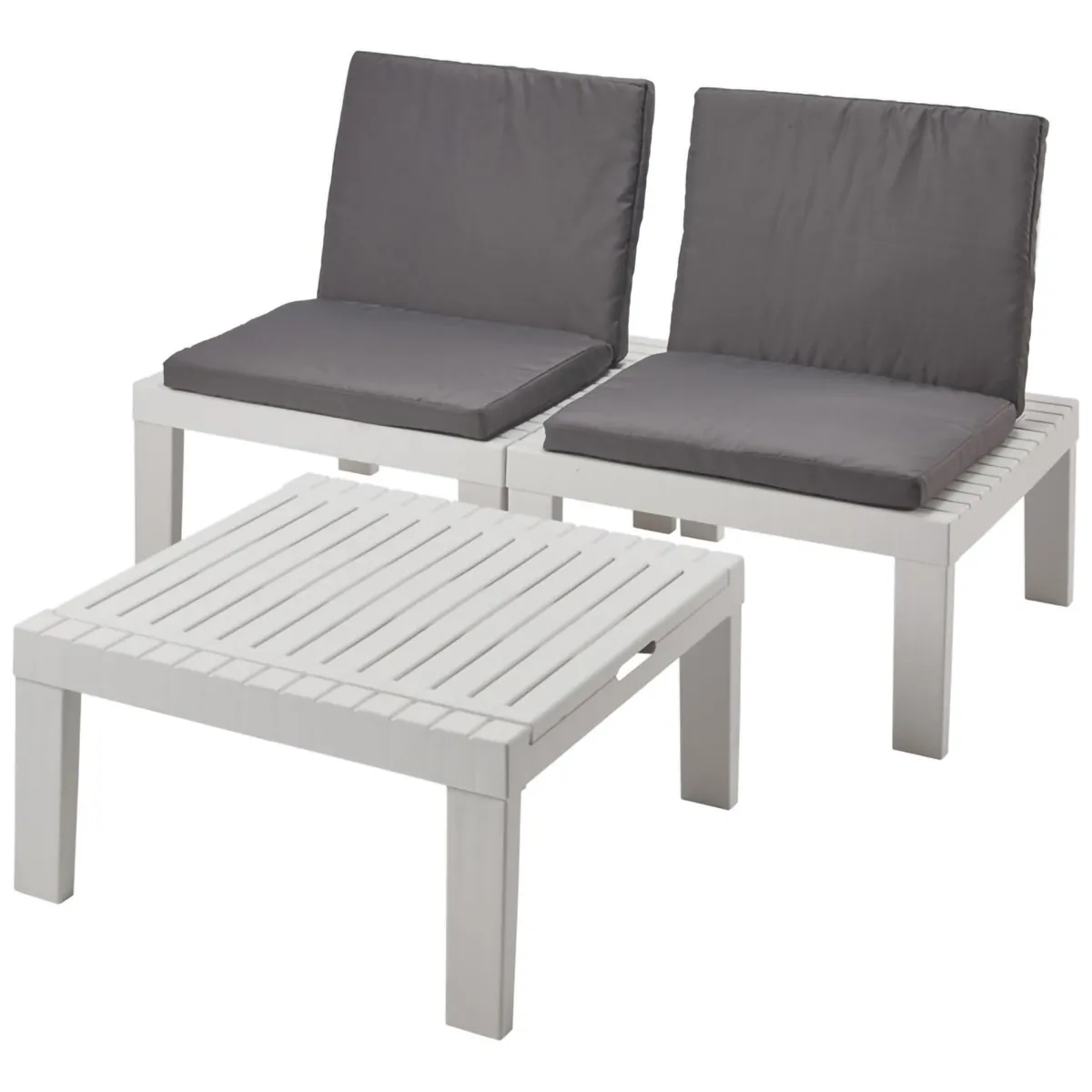 Set Da Esterno|Outdoor > Dmora Set salotto piscina poltrone effetto doghe - Aixela Bianco