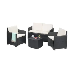 Set Da Esterno|Outdoor > Dmora Set salotto terrazza con tavolino contenitore antracite - Bacco Nero Antracite