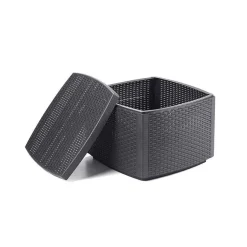 Set Da Esterno|Outdoor > Dmora Set salotto terrazza con tavolino contenitore antracite - Bacco Nero Antracite