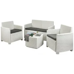 Set salotto terrazza con tavolino contenitore bianco - Bacco