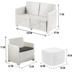 Set salotto terrazza con tavolino contenitore bianco - Bacco