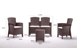 Set salotto terrazza 2 poltrone e 1 divano effetto rattan marrone - Eustachia