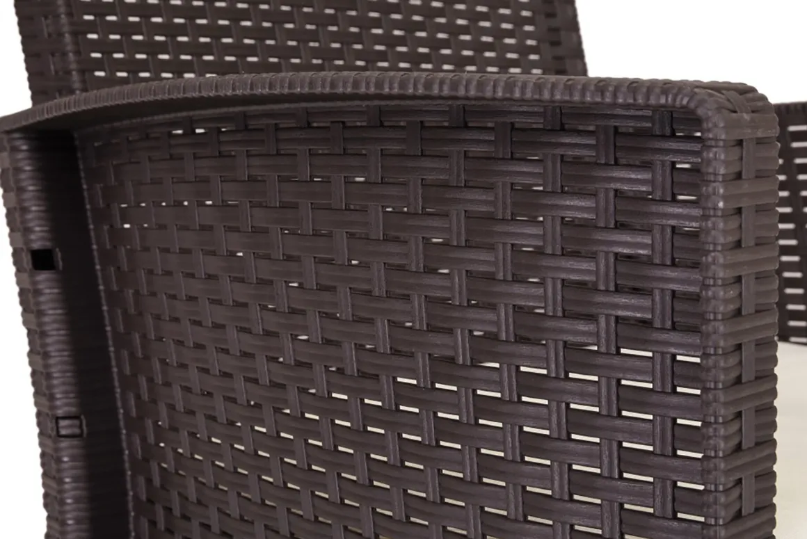 Set salotto terrazza 2 poltrone e 1 divano effetto rattan marrone - Eustachia