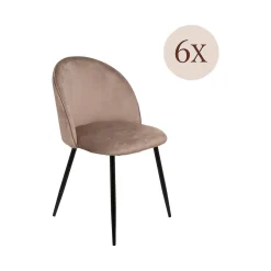 Set 6 Sedie da Cucina Imbottite in Velluto Grigio Tortora Struttura Metallo Ergonomiche 51x54x82h cm per Sala da Pranzo e Ufficio – Achito